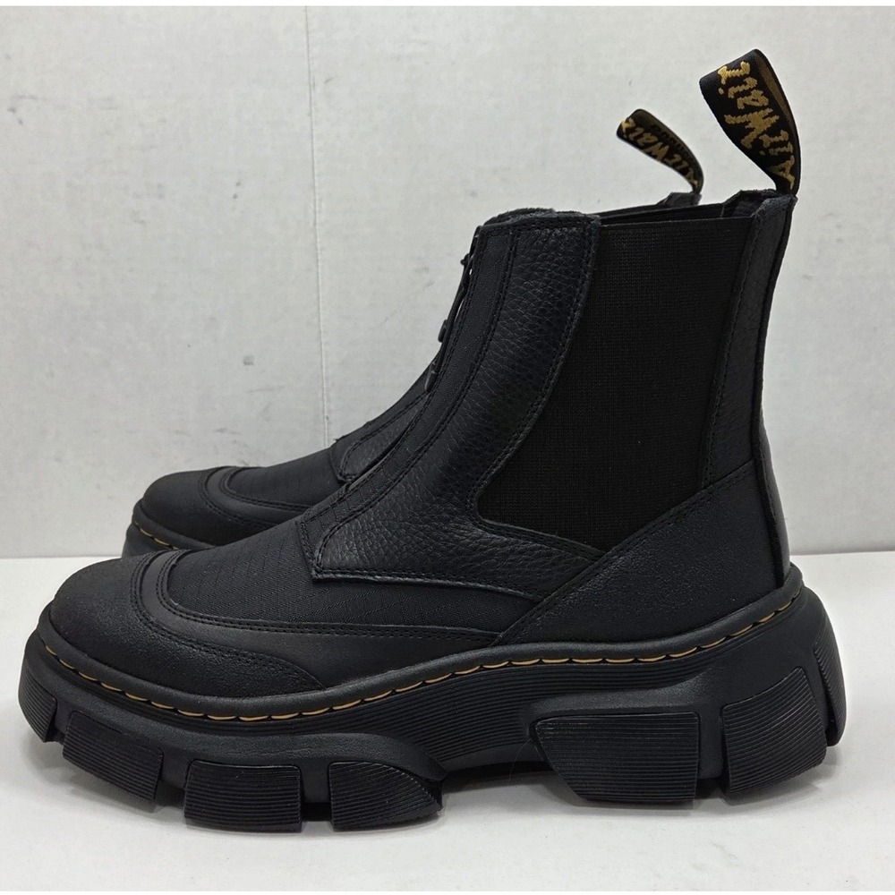 Dr Martens 2976 DMXL Black Leather Platform Zip Chelsea Boots Mens 10 US 43 EU